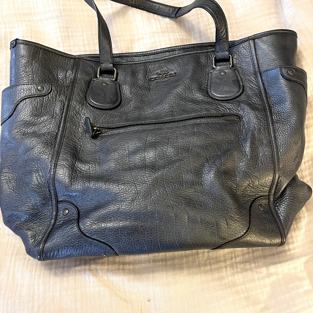 Metallic grey Coach tote bag. Barely used. Great condition.